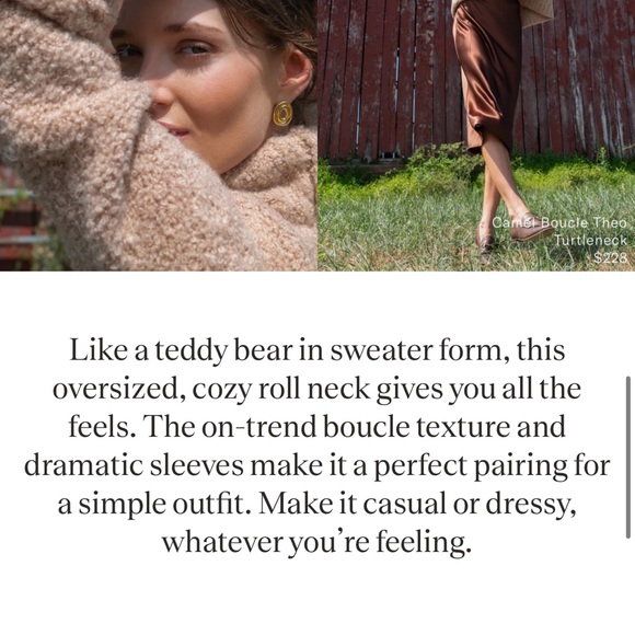 Camel Boucle Theo Turtleneck Size XS Unworn and Unwashed (Tag not attached) - Picture 4 of 8